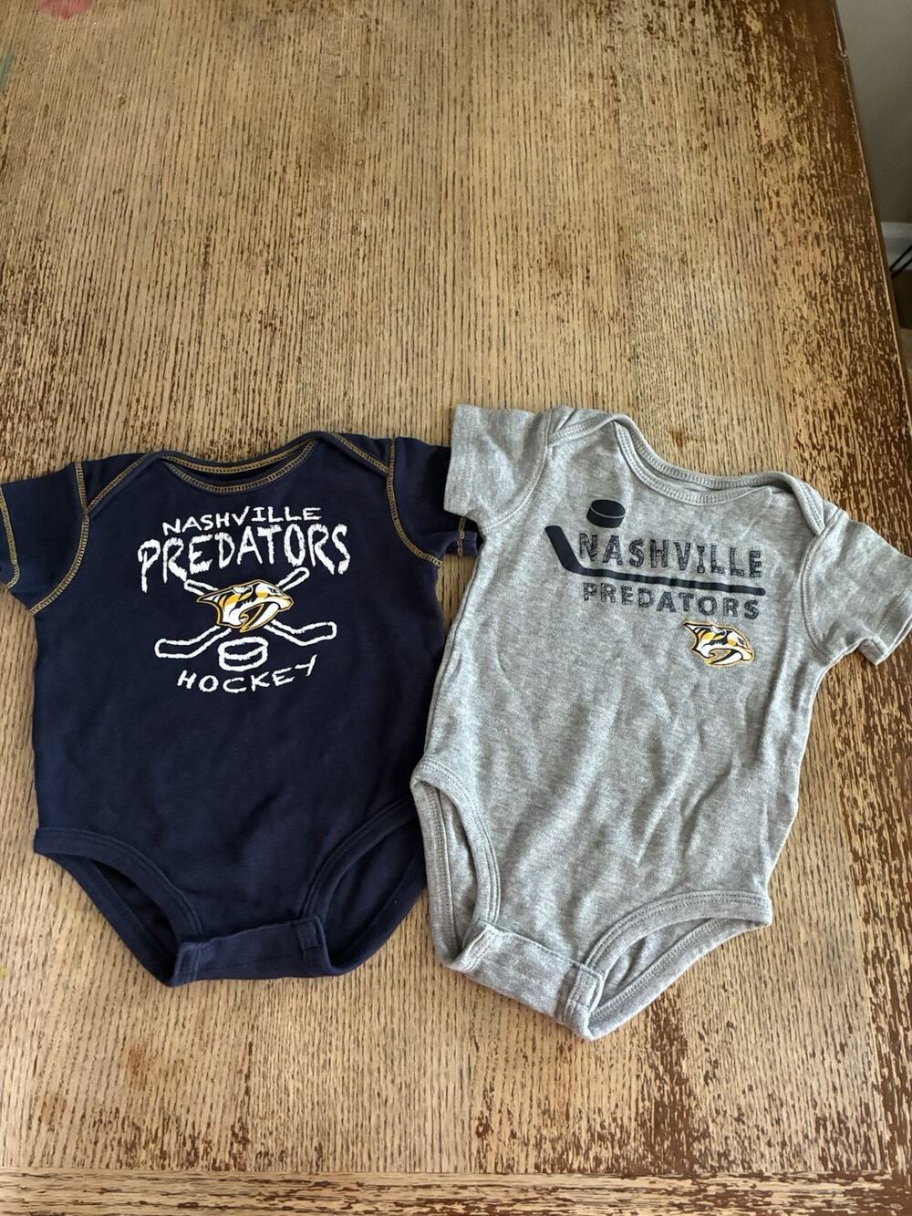 Nashville Predators Baby One Piece NHL 6-9 Months LOT OF 2 Blue Gray Cotton